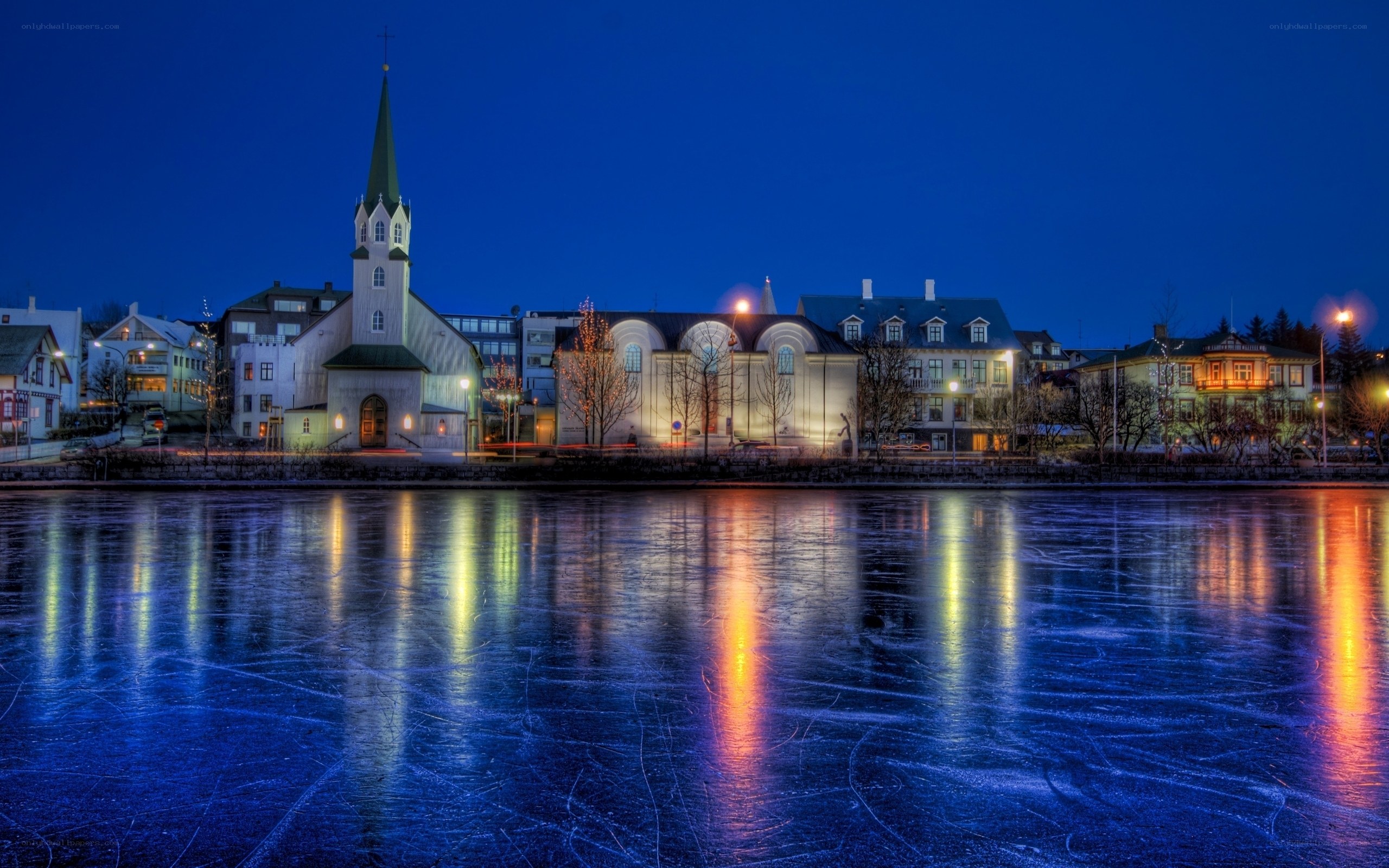 Icelandic church at dusk