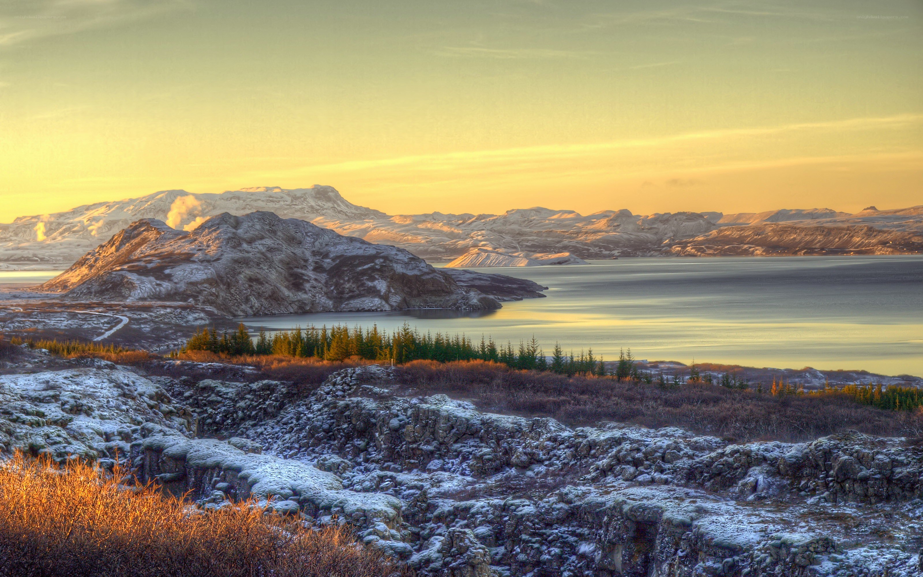 Icelandic landscape at sunset