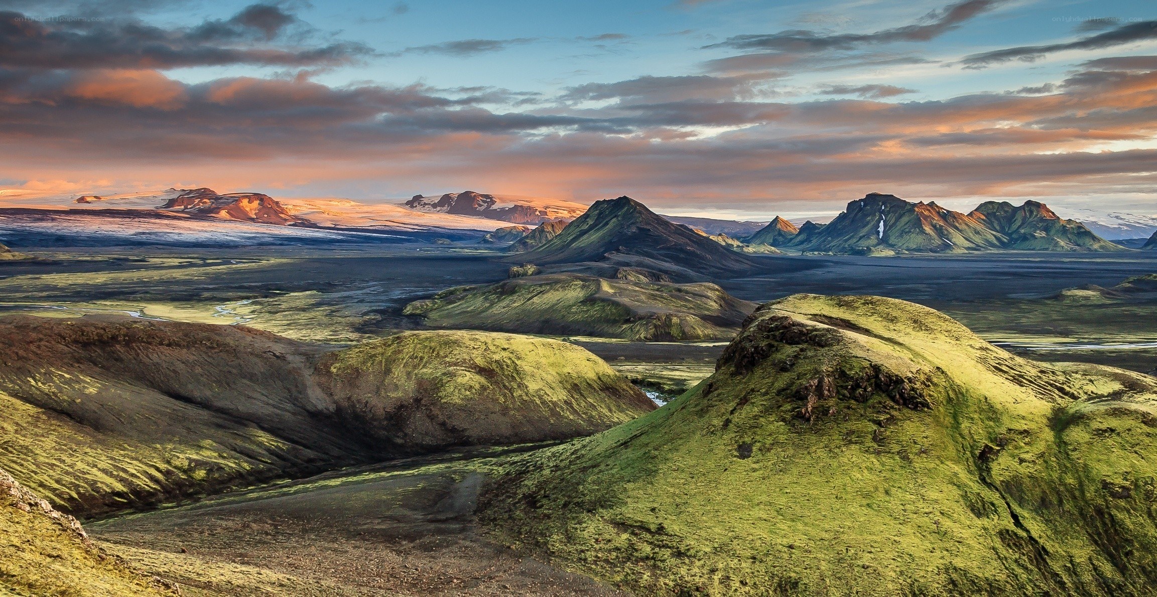 Icelandic landscape at sunset