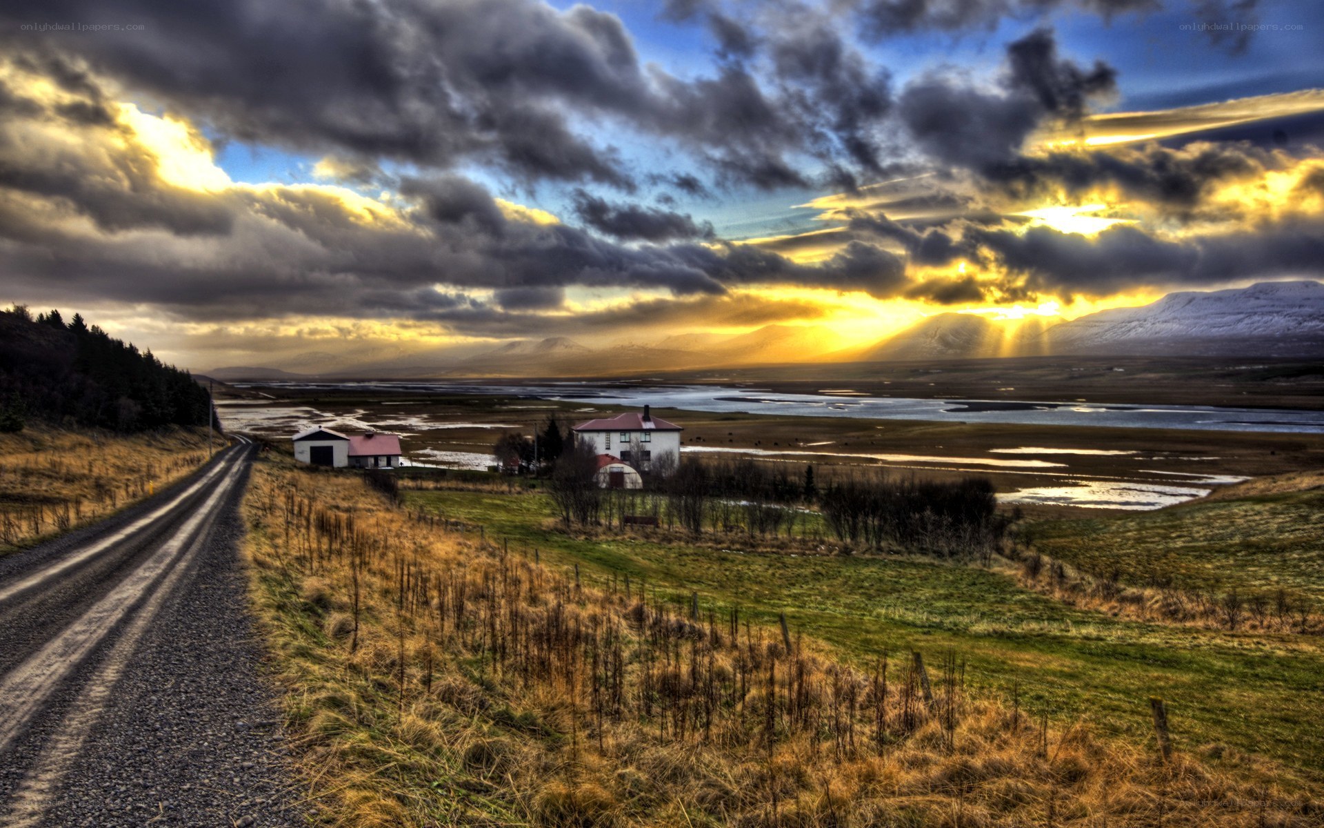 Icelandic landscape at sunset