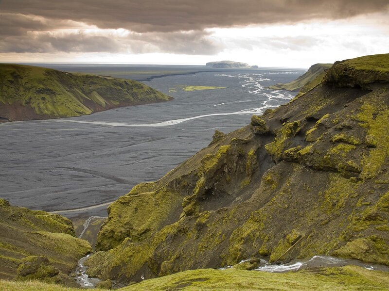 Icelandic river valley landscape