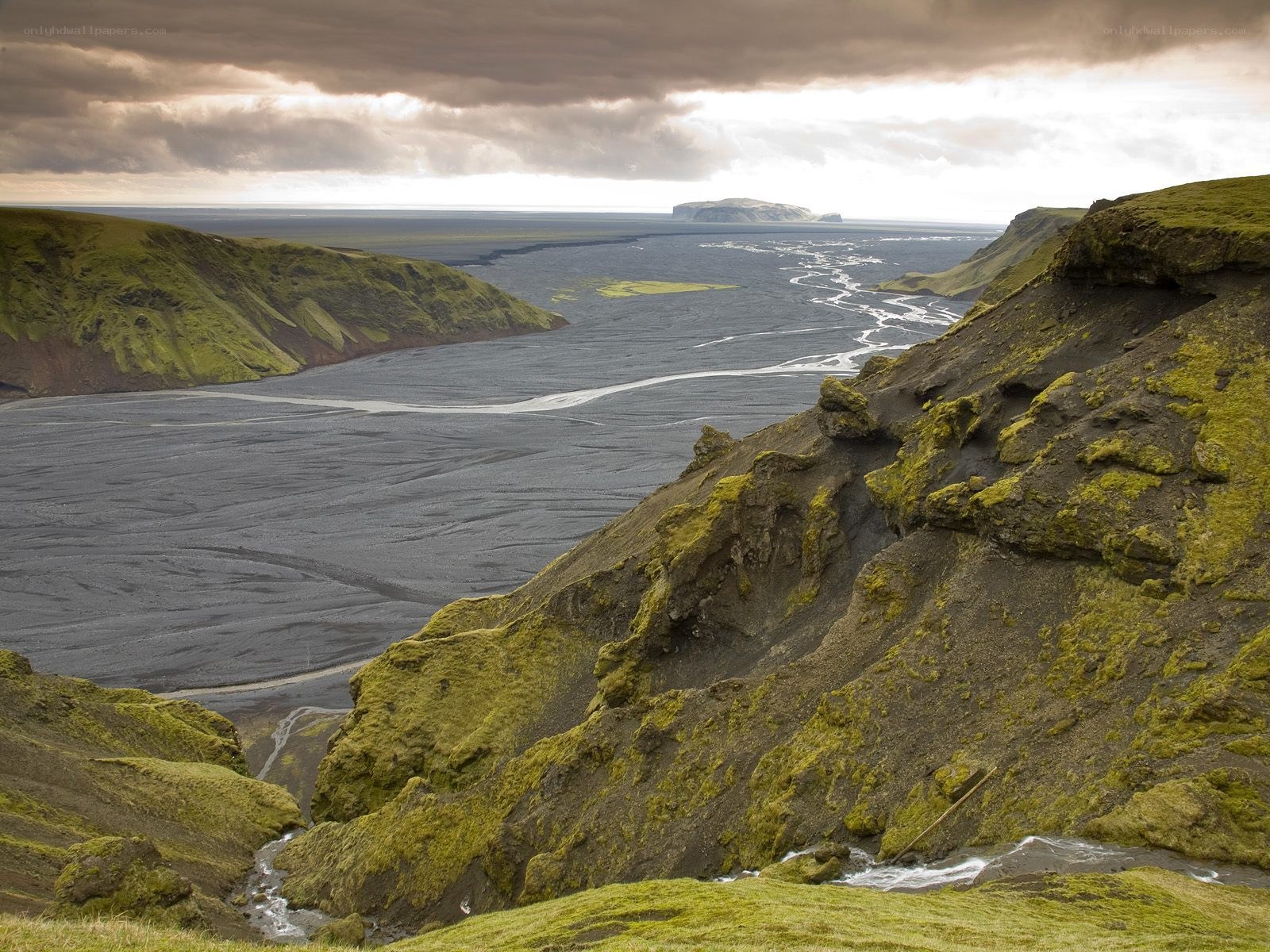 Icelandic river valley landscape