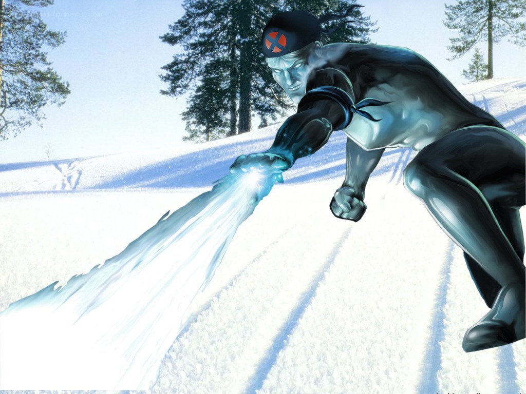 Iceman in snowy landscape