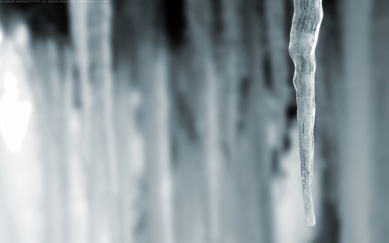 Icicle hanging in focus