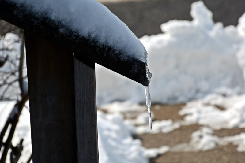 Icicle on Wooden Beam