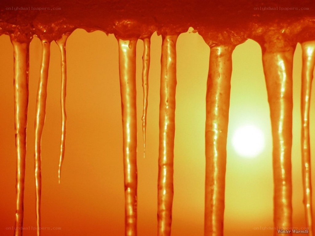 Icicles at sunset