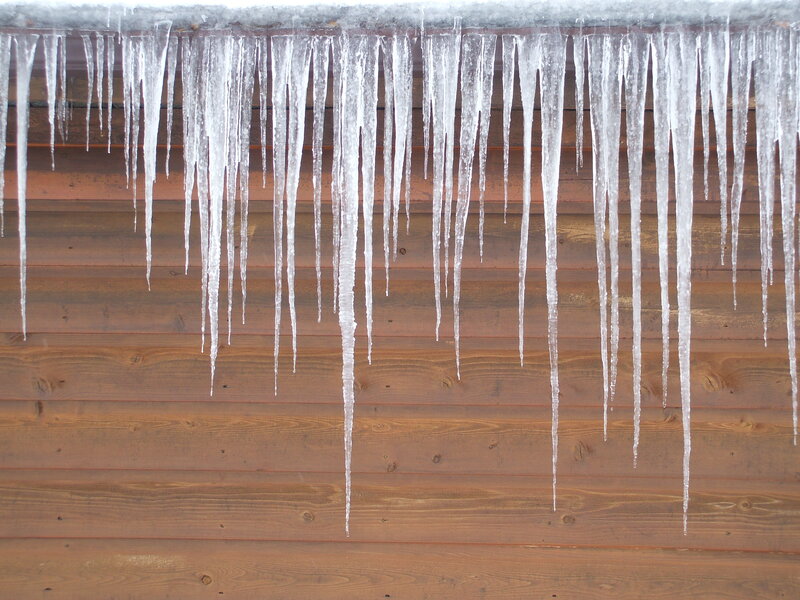 Icicles hanging from a roof