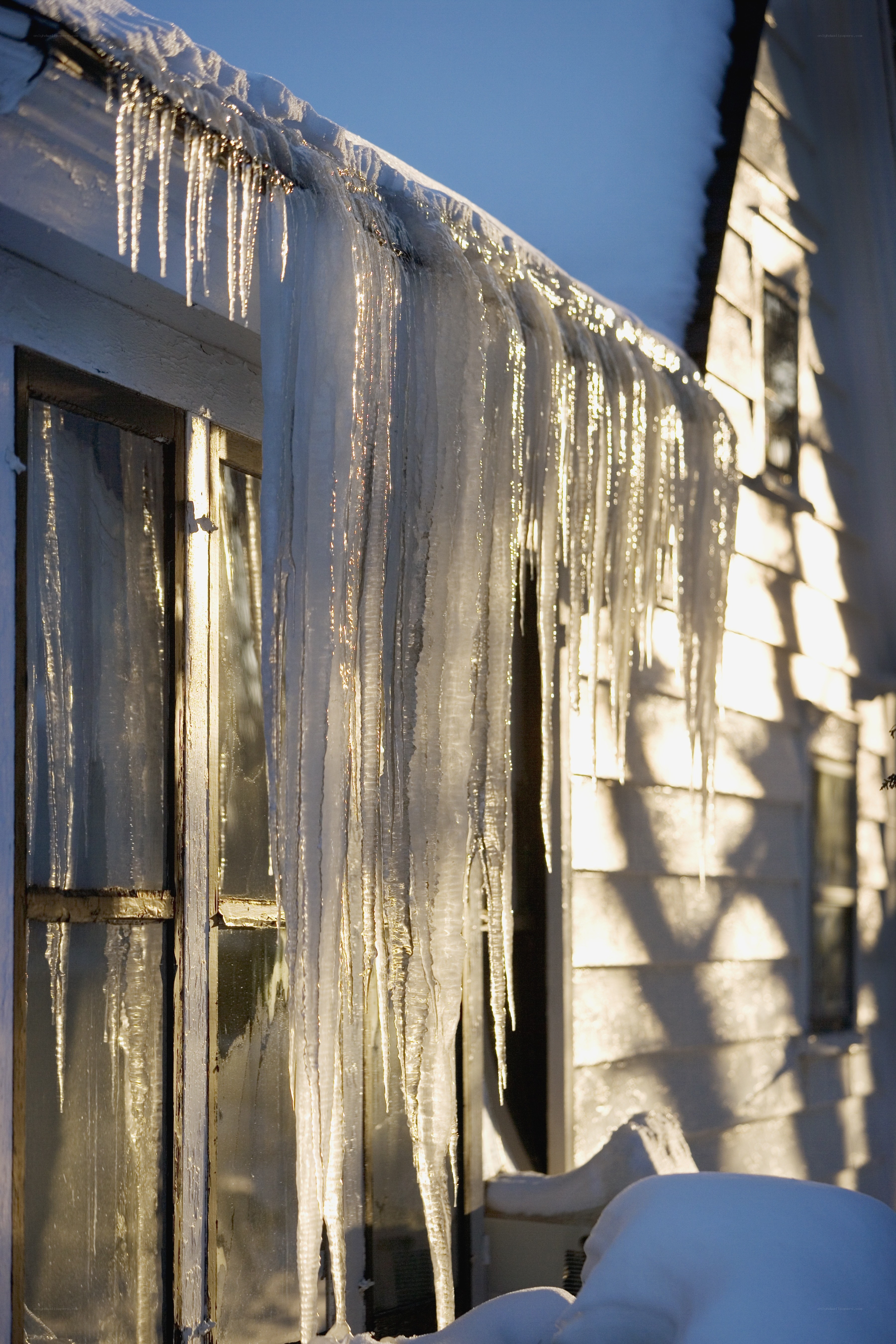 Icicles hanging from a roof