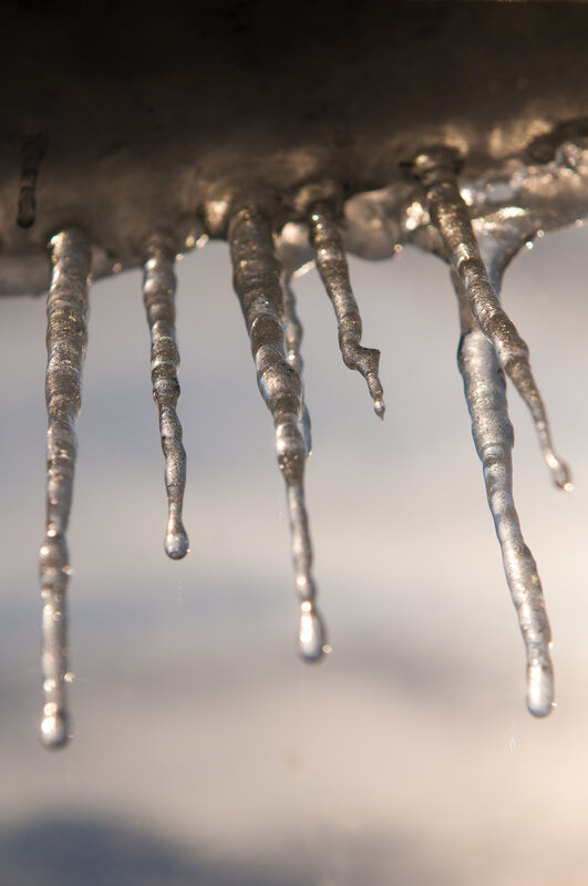 Icicles hanging from a roof
