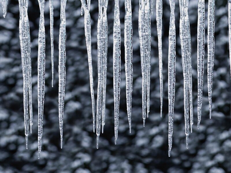 Icicles hanging from a roof