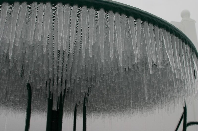 Icicles hanging from a structure