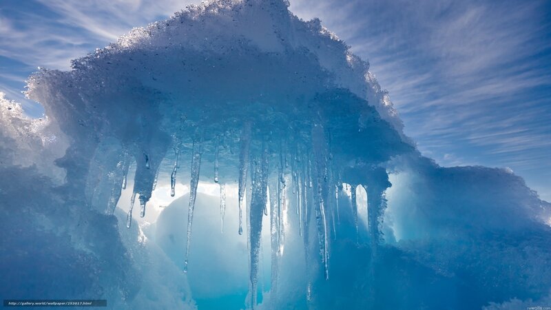 Icicles hanging from ice formation
