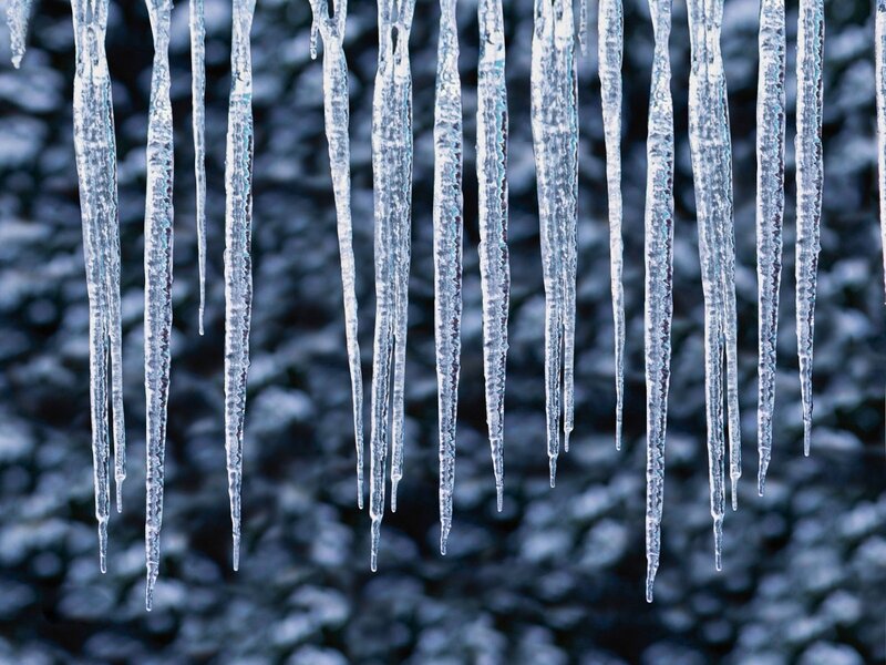 Icicles Hanging from Roof — Blue