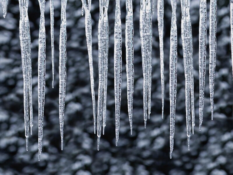 Icicles Hanging from Roof — White, Cold