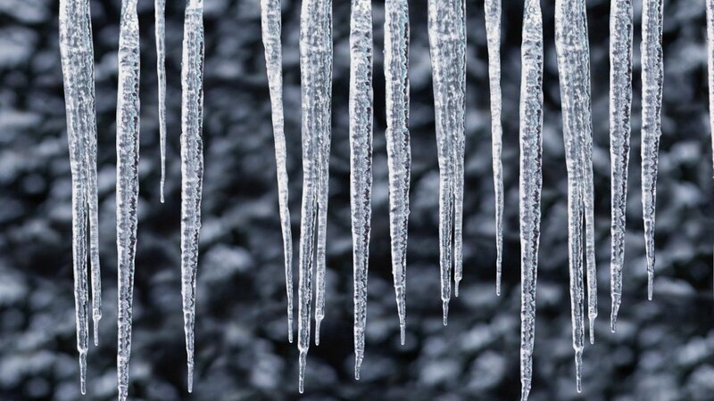 Icicles Hanging from Roof — White, Cold, Winter