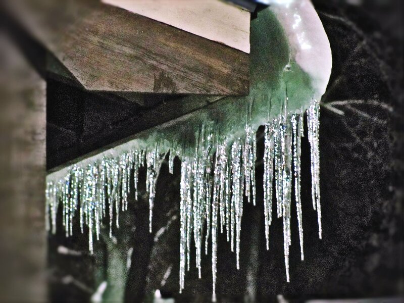 Icicles Hanging from Roof — White