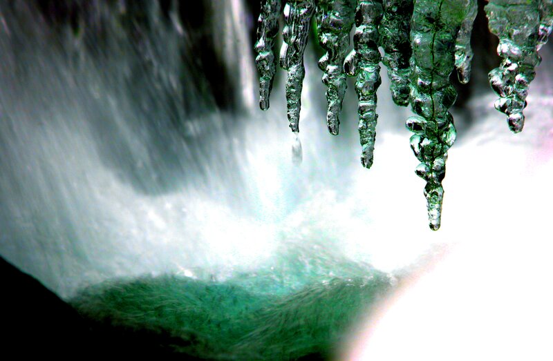 Icicles Hanging from Waterfall
