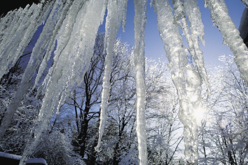 Icicles hanging in winter