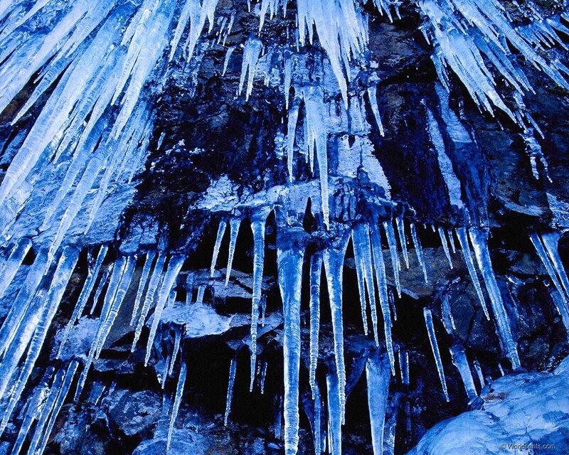 Icicles in a cave