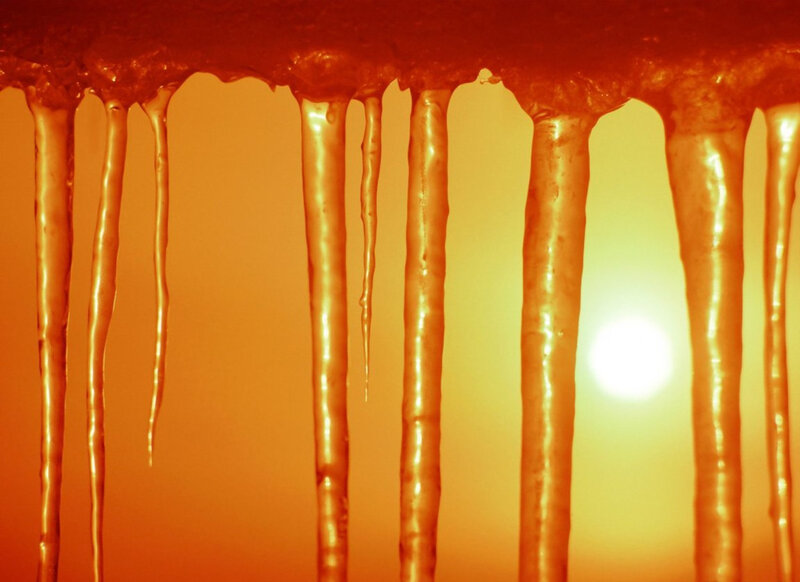Icicles in warm light