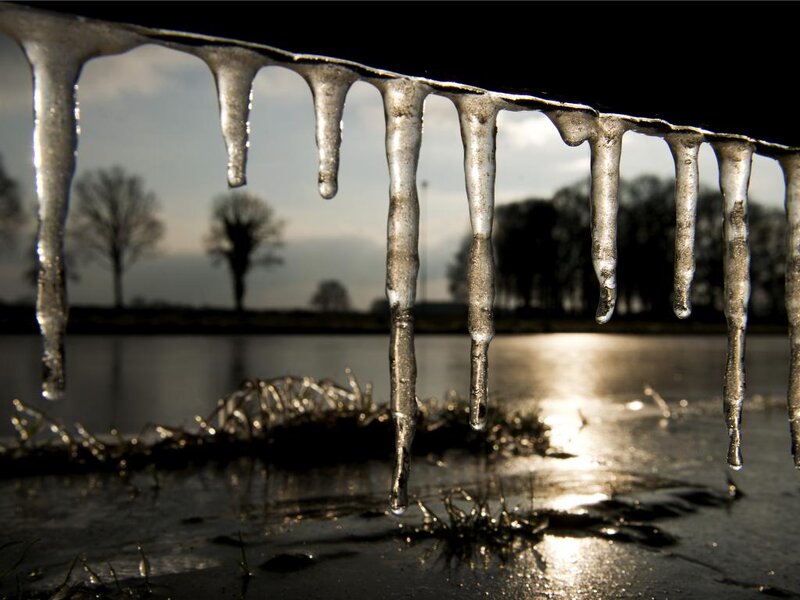 Icicles on a Frozen Surface — White