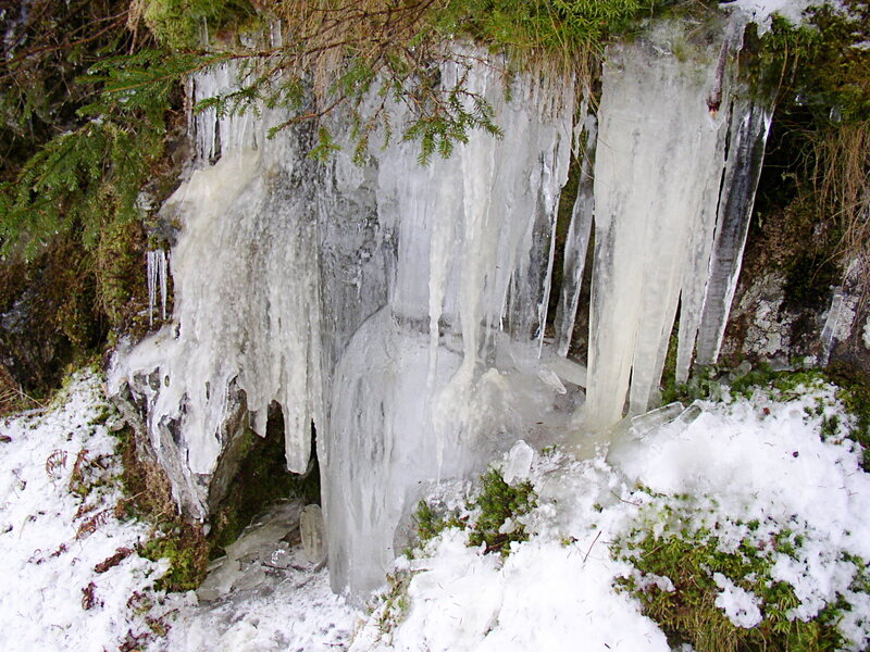 Icicles on a Rock Face