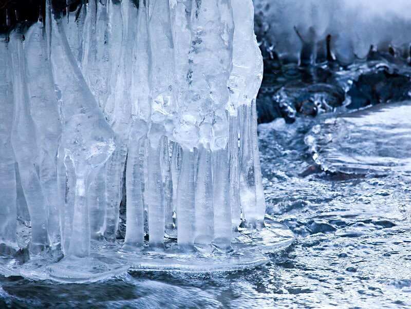 Icicles on Flowing Water