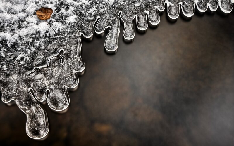 Icicles on Frozen Surface — White