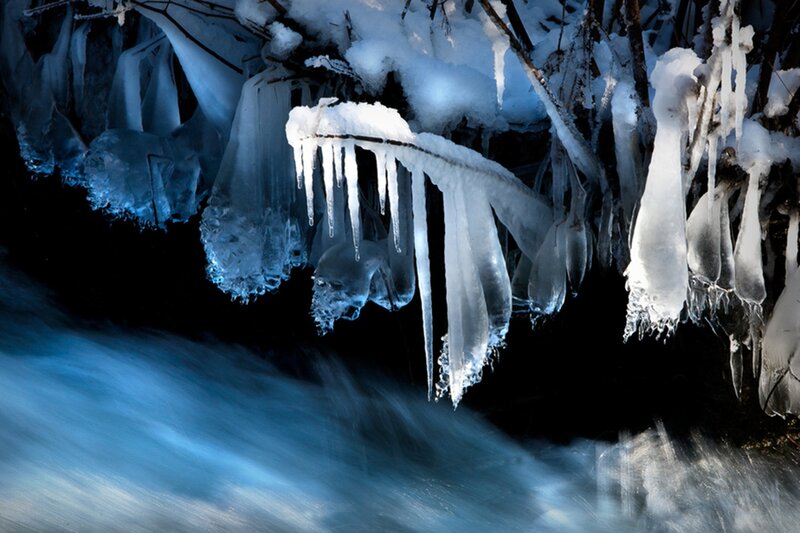 Icicles on Riverbank