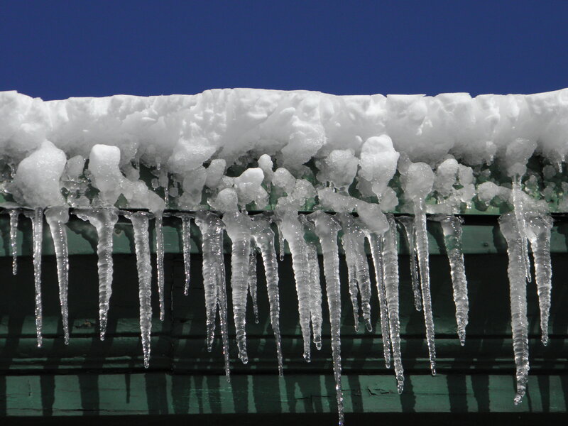 Icicles on Roof Edge — White