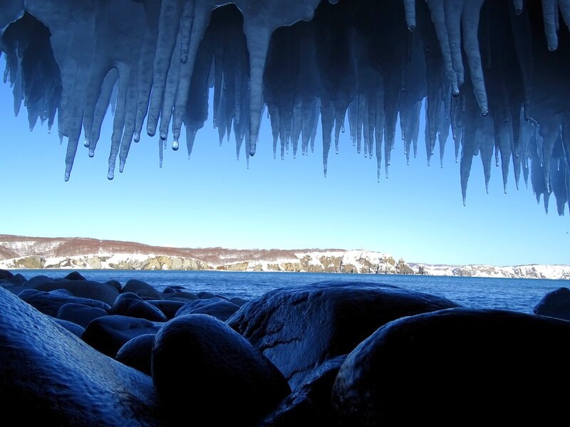 Icicles over Rocky Shore