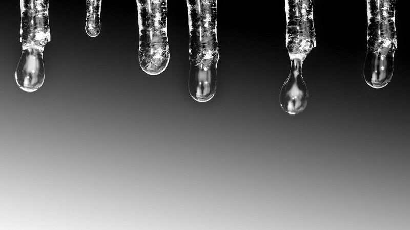 Icicles with water droplets