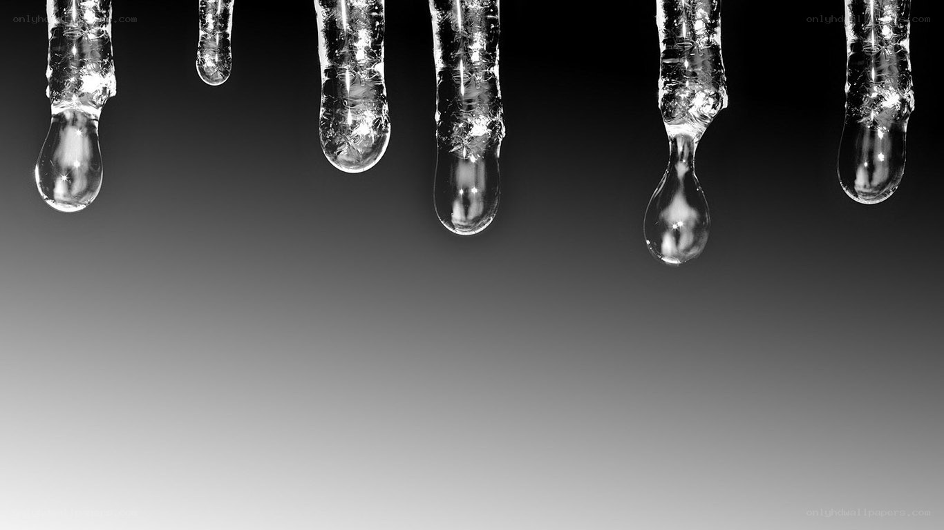Icicles with water droplets