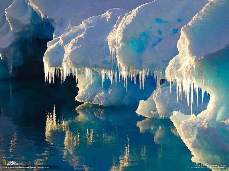 Icy cave with icicles
