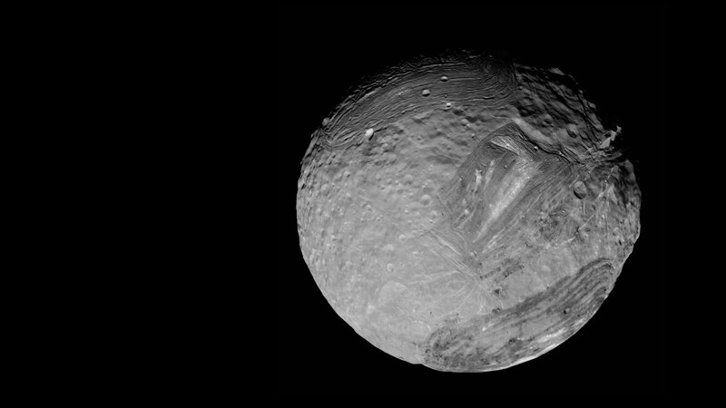 Icy Moon with Cratered Surface