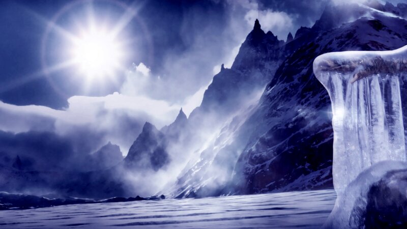 Icy Mountain Landscape — Blue