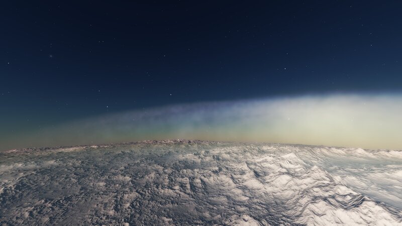Icy Planet Surface — Blue, Serene, Night, 3d Render