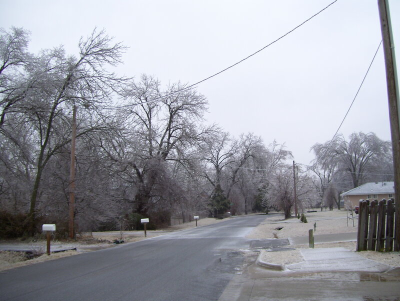 Icy suburban street in winter