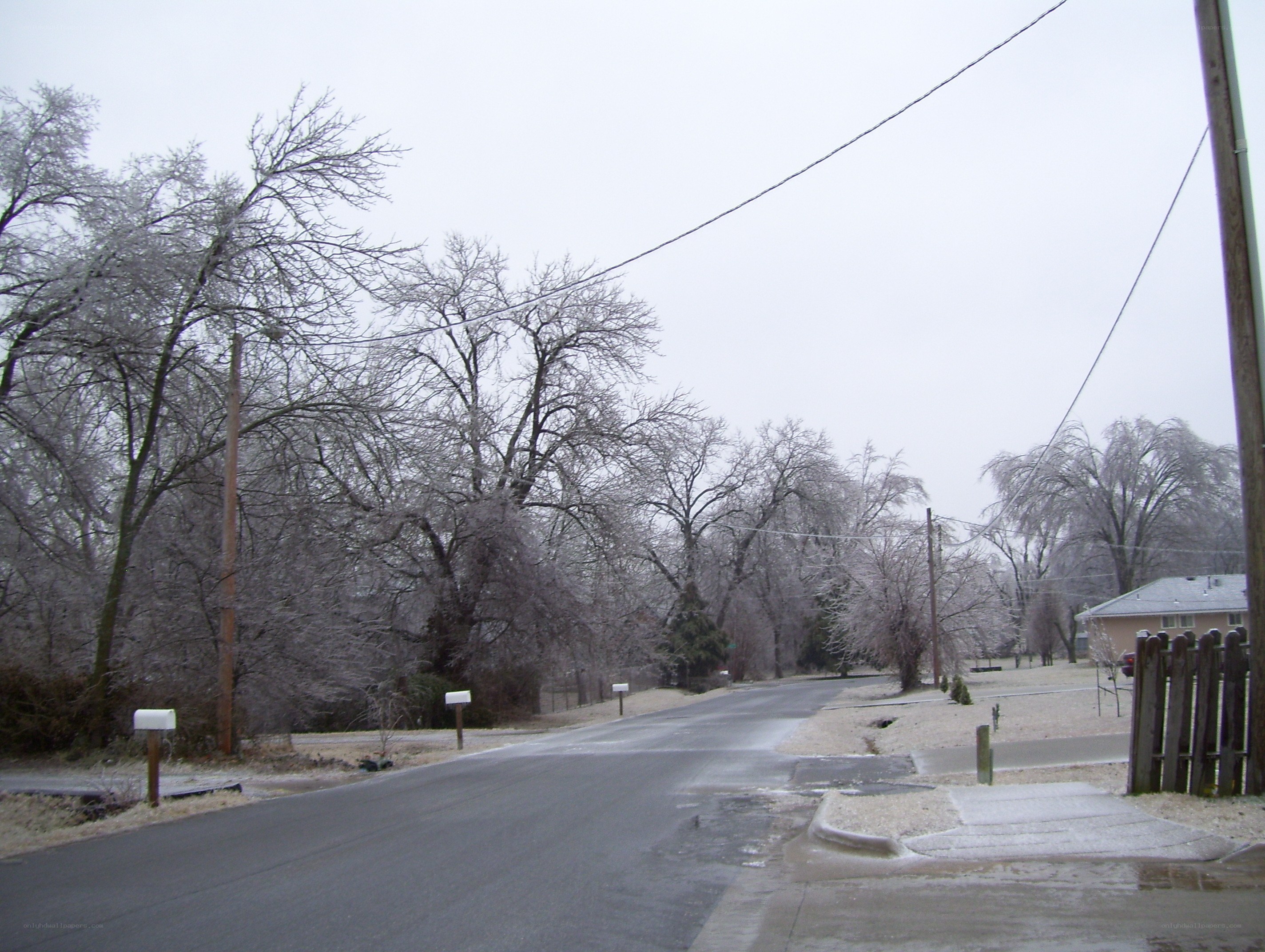 Icy suburban street in winter
