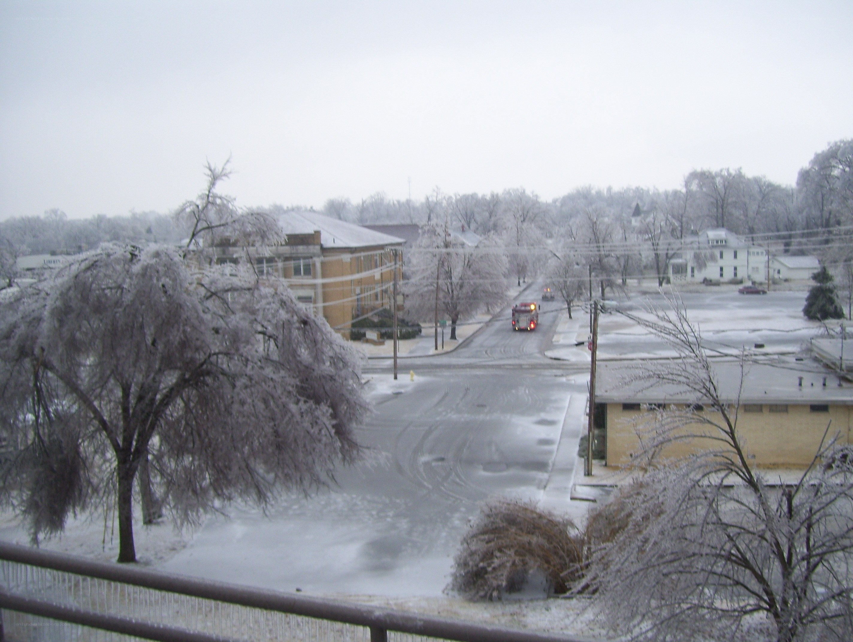 Icy town street scene