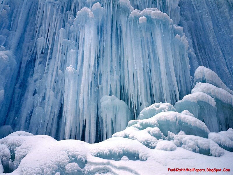 Icy waterfall formation