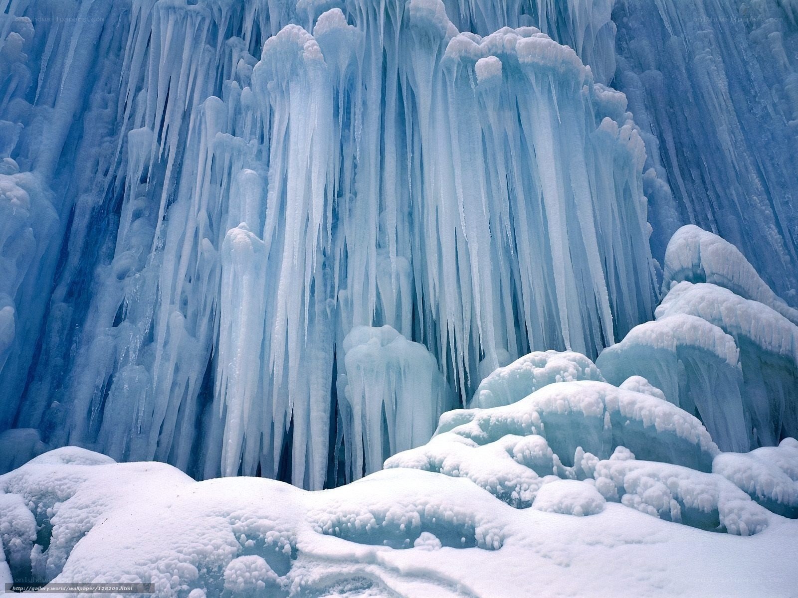 Icy waterfall formations