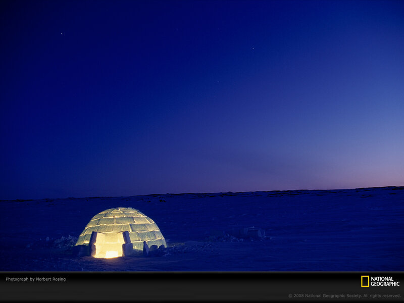 Igloo in Snowy Landscape — Blue