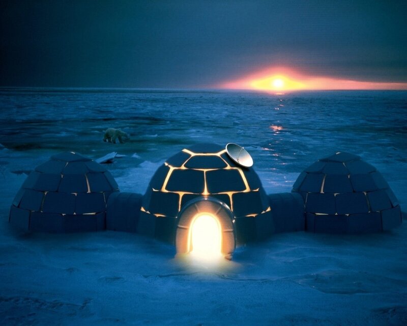 Igloo Village at Sunset — Blue, Serene