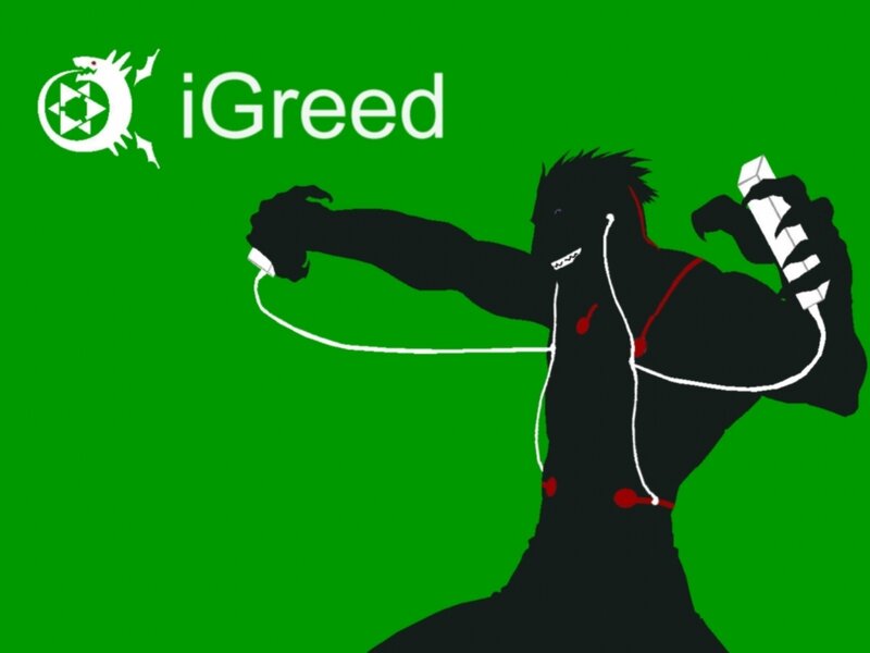 iGreed logo with character