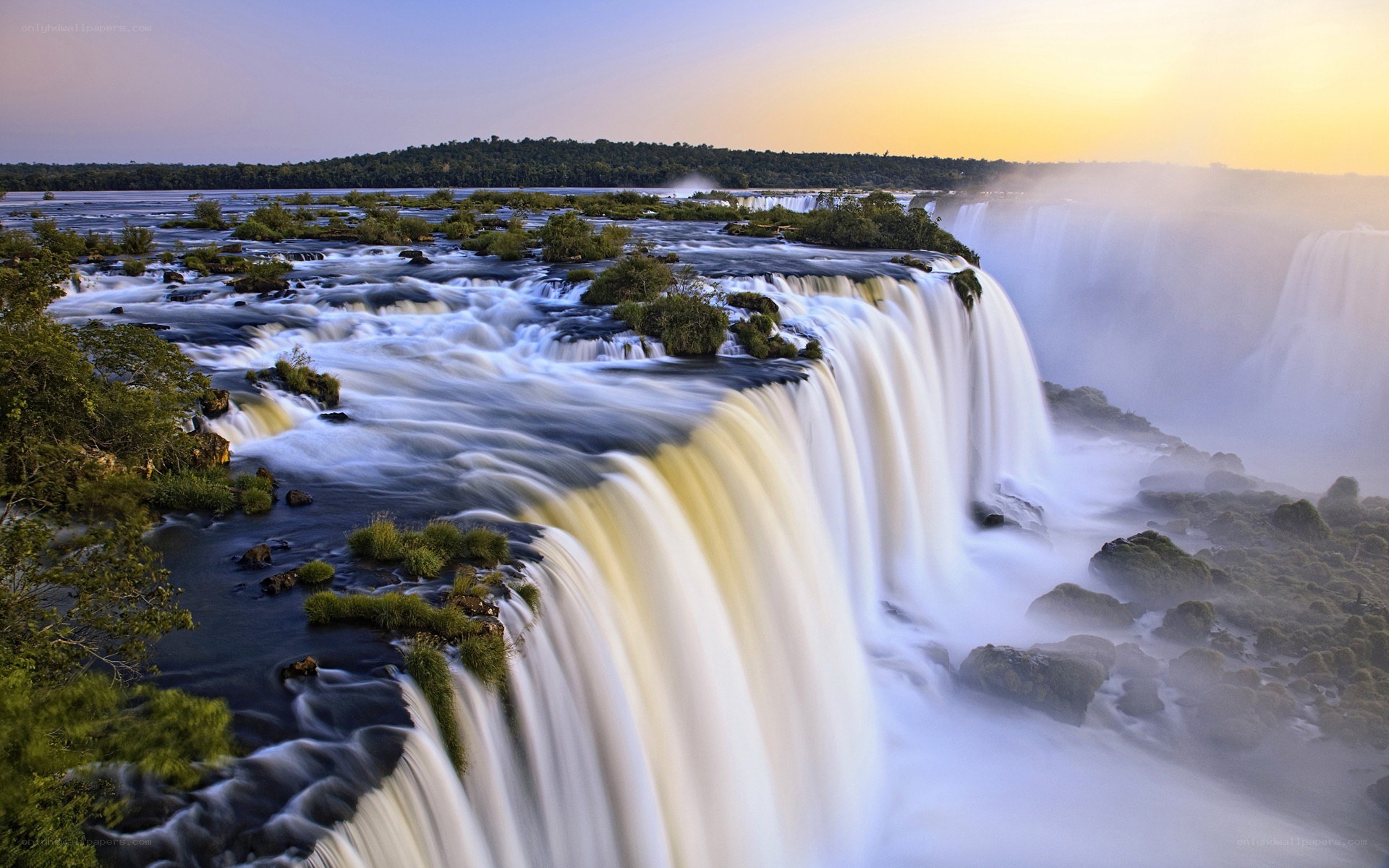 Iguazu Falls at sunset