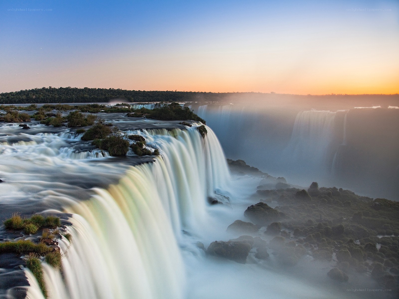 Iguazu Falls at sunset