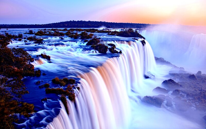 Iguazu Falls at Sunset — Blue, Dramatic