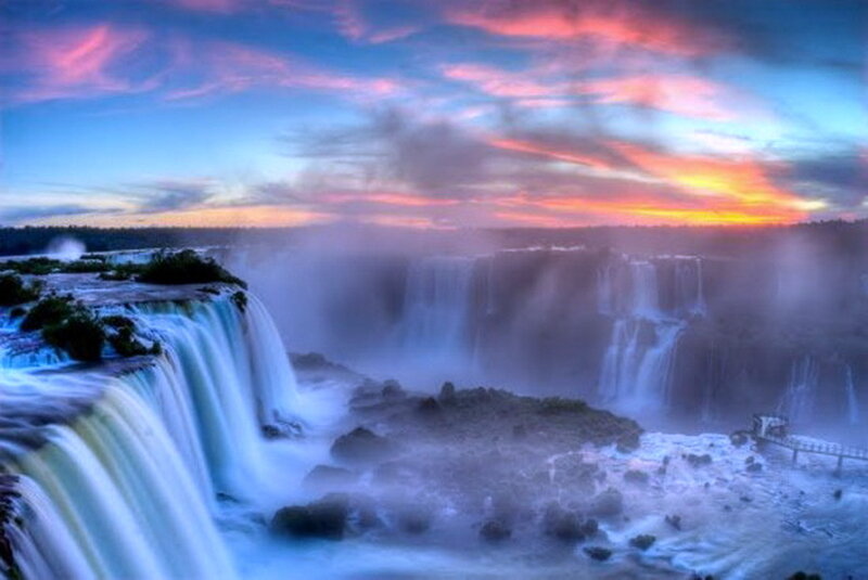 Iguazu Falls at Sunset — Blue