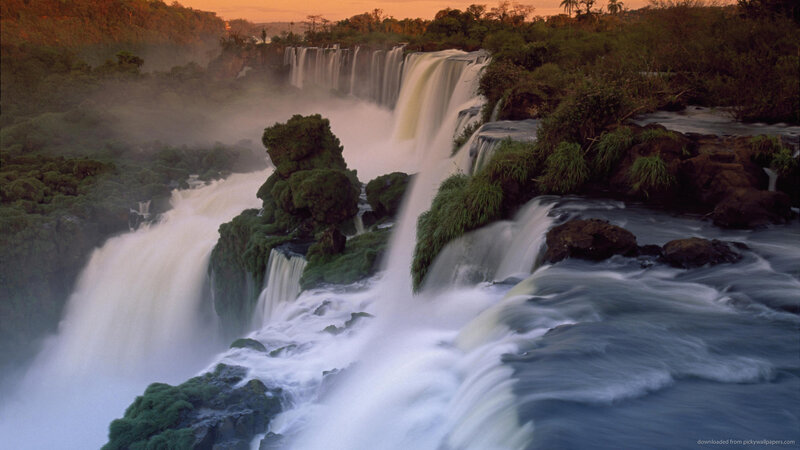 Iguazu Falls at Sunset — Green, Serene